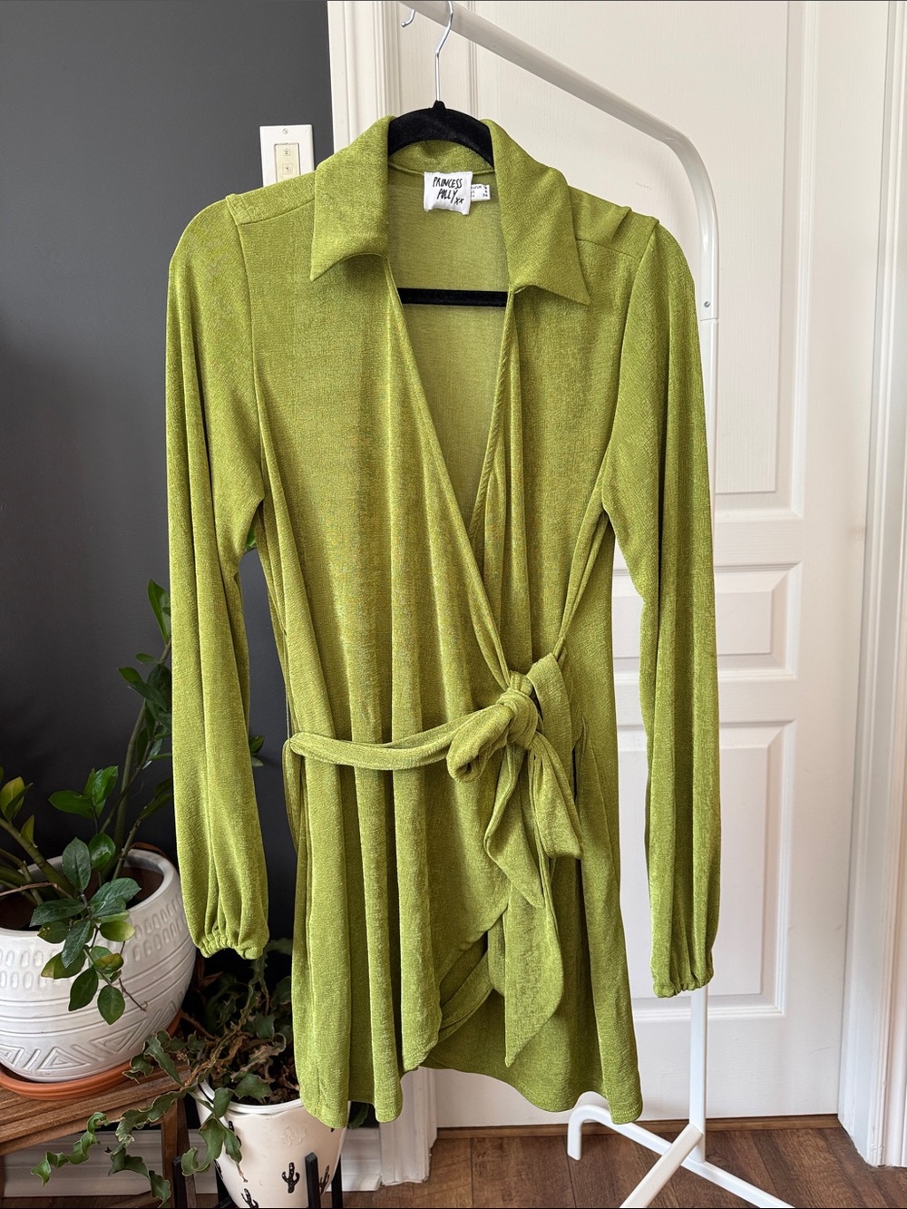 Princess Polly Lime Green Long Sleeve Wrap Dress